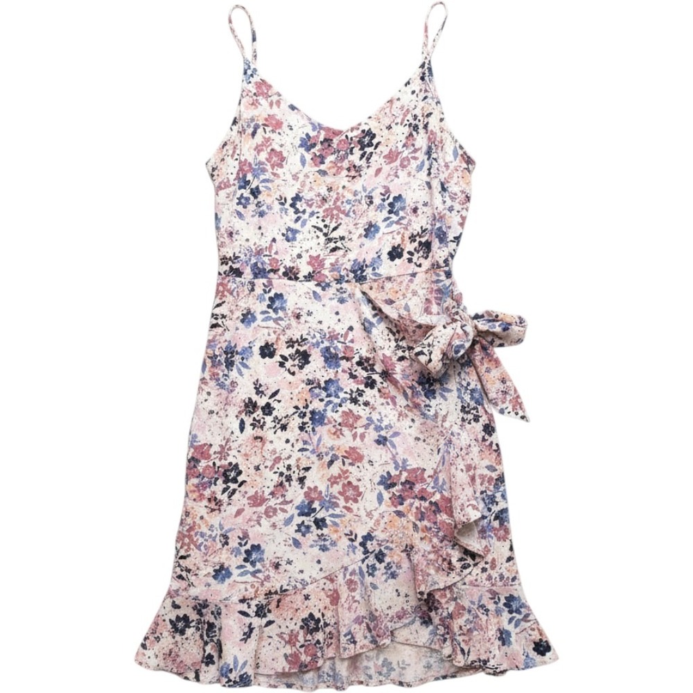 Altar'd State Floral Faux Wrap Mini Dress Women L Cute Cottage Summer